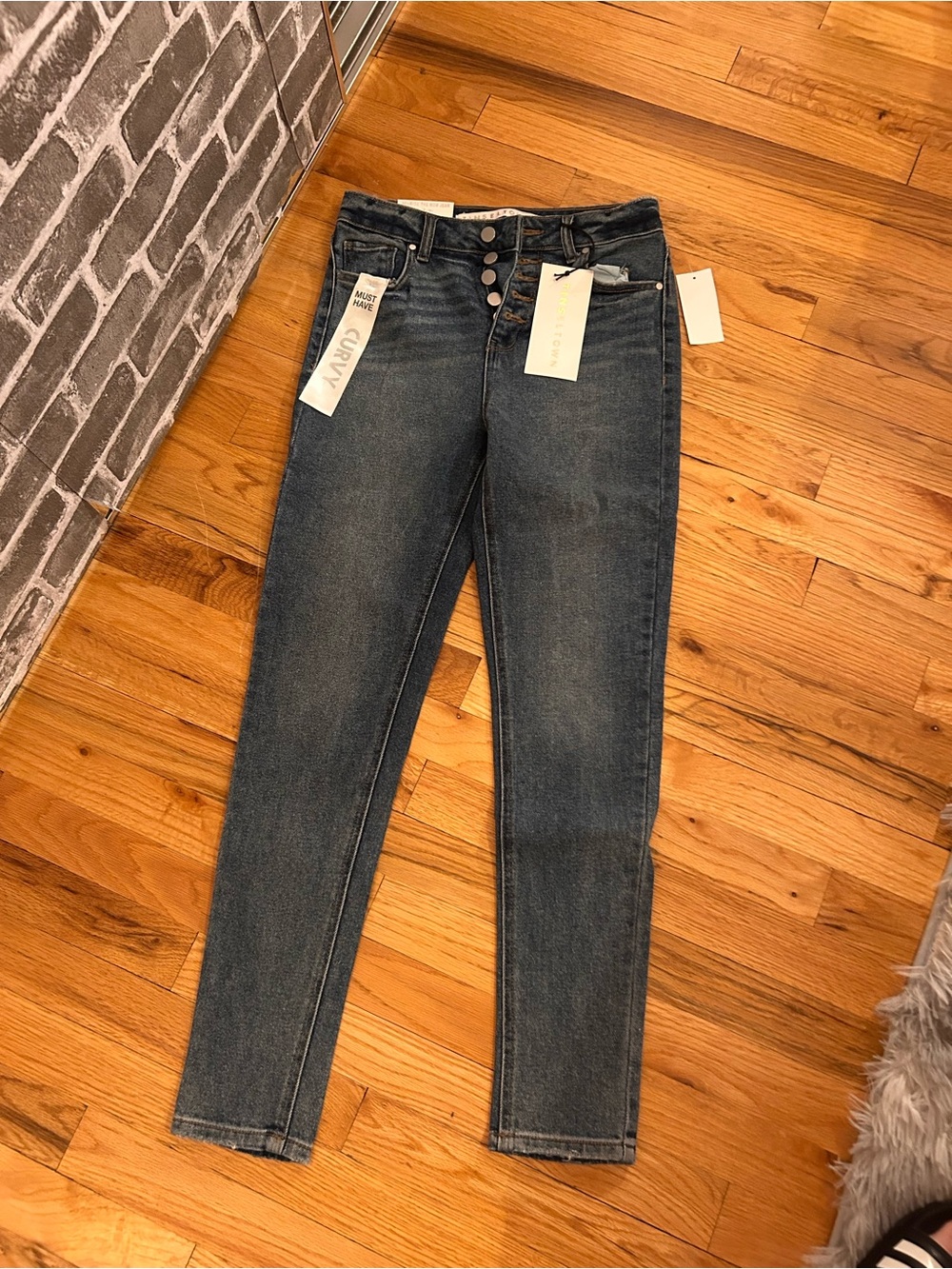 High-Rise Button-Fly Women’s Jeans - Dark Blue